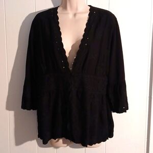100% Black Rayon Blouse. Size PL, NWOT